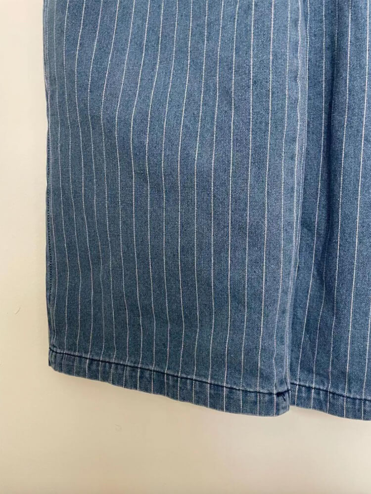 ストライプ柄 ロング丈 キャミソール デニム サロペット