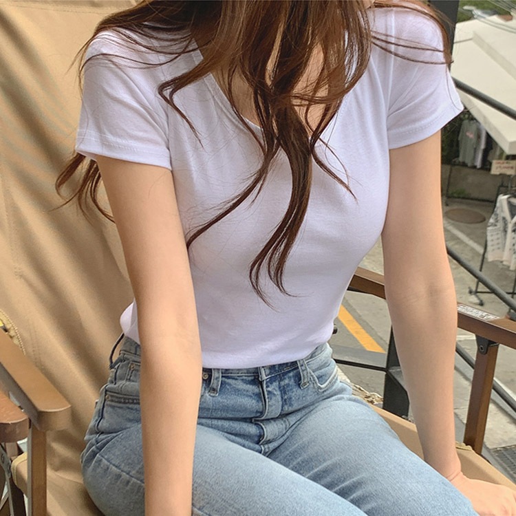 半袖 スリムフィット シンプル パステル Tシャツ