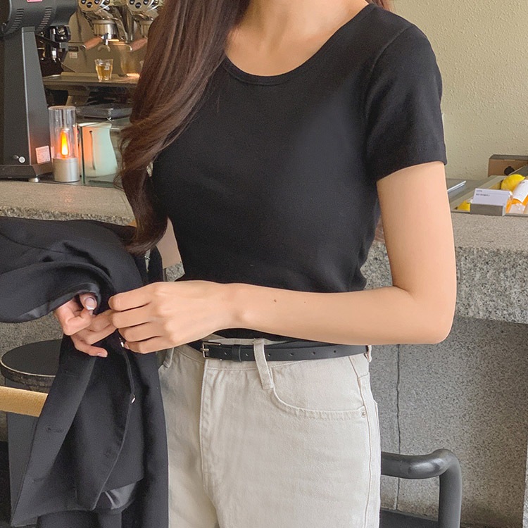 半袖 スリムフィット シンプル パステル Tシャツ