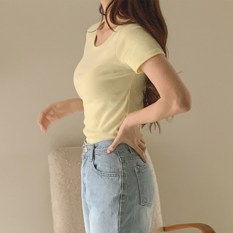 半袖 スリムフィット シンプル パステル Tシャツ