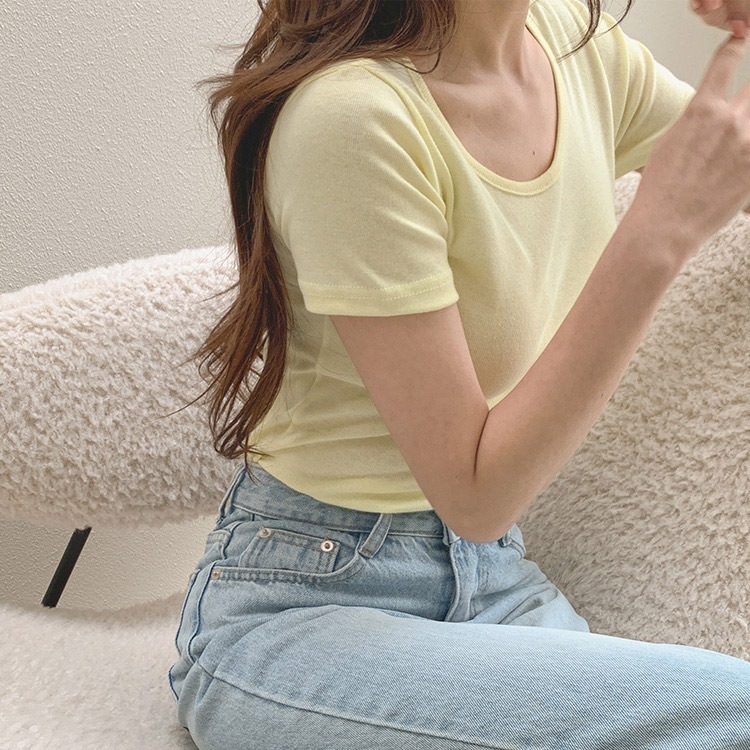 半袖 スリムフィット シンプル パステル Tシャツ