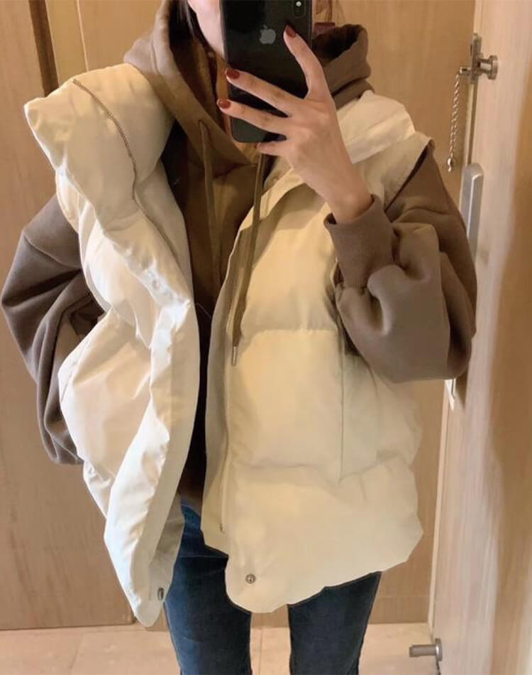 ふんわり中綿 ハイネック ボリューム ベスト