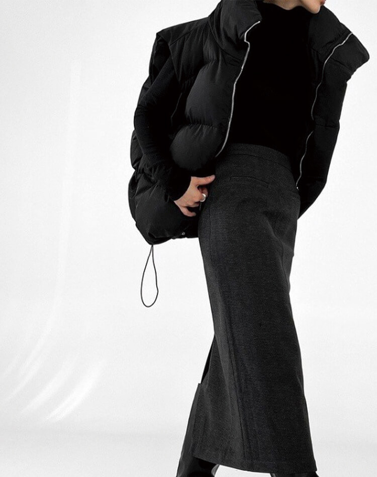 ふんわり中綿 ハイネック ボリューム ベスト