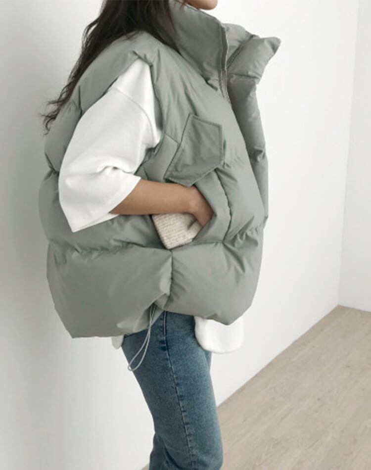 ふんわり中綿 ハイネック ボリューム ベスト