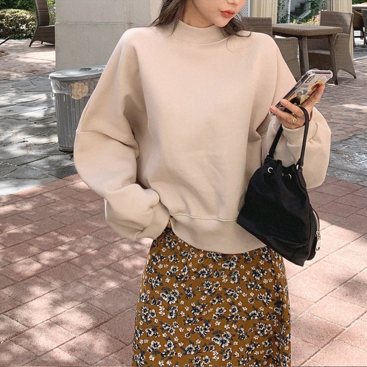 裏起毛 ハーフハイネック スウェット トレーナー