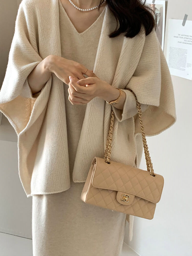 ストール風 オープンフロント ニットベスト ポンチョ