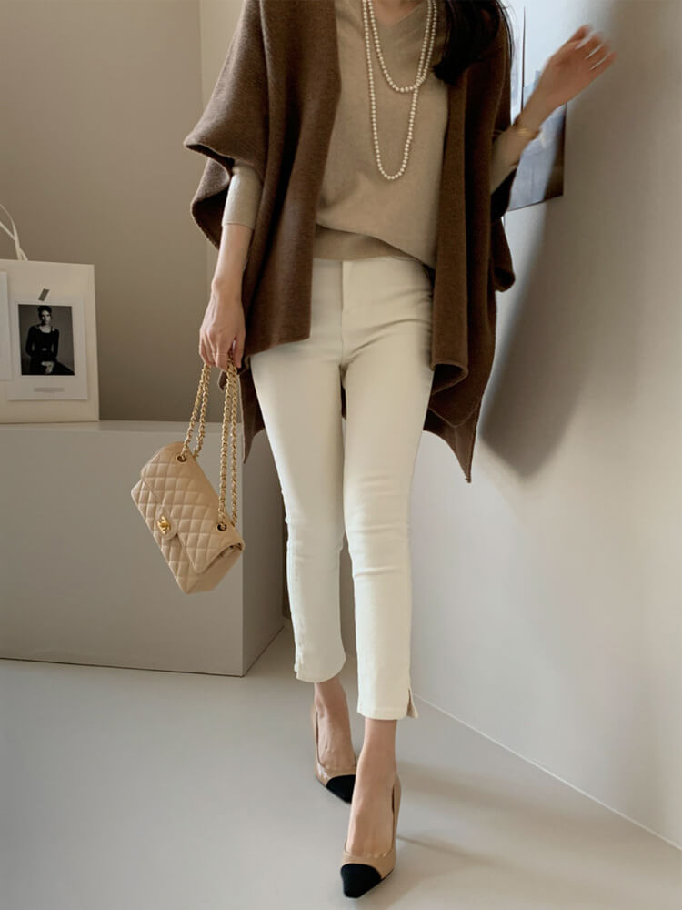 ストール風 オープンフロント ニットベスト ポンチョ