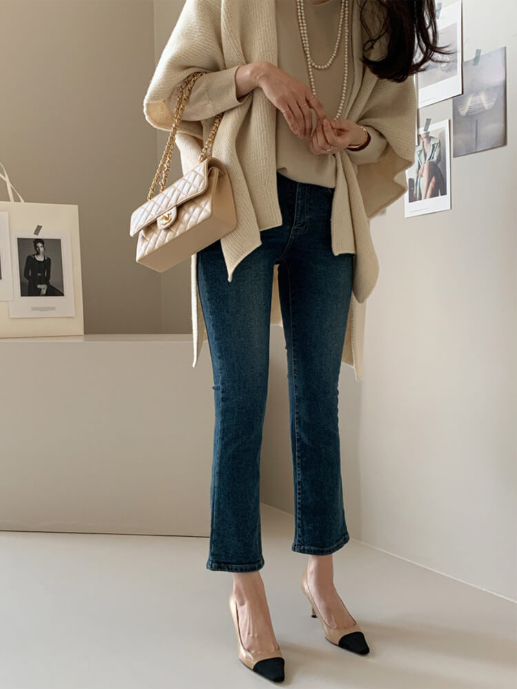 ストール風 オープンフロント ニットベスト ポンチョ