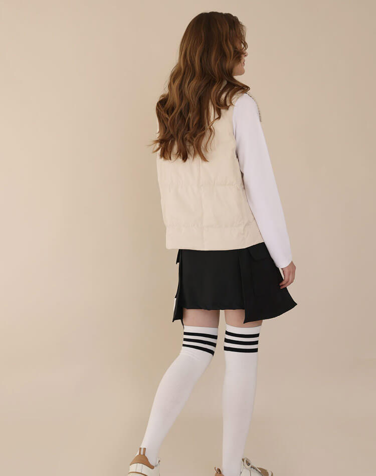 ニットカラー 襟付き ダウンベスト 韓国ゴルフウェア

