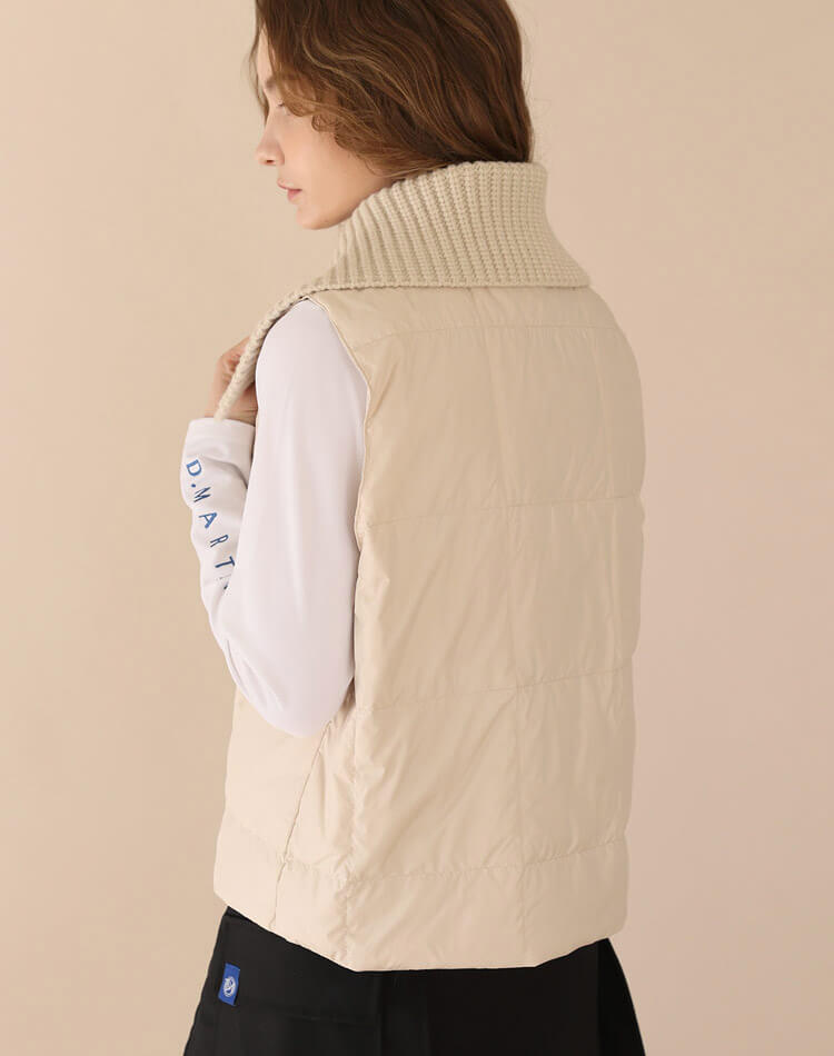 ニットカラー 襟付き ダウンベスト 韓国ゴルフウェア

