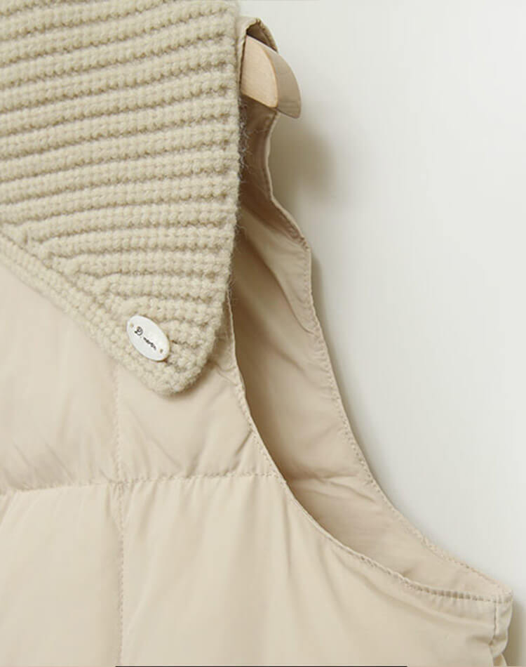 ニットカラー 襟付き ダウンベスト 韓国ゴルフウェア

