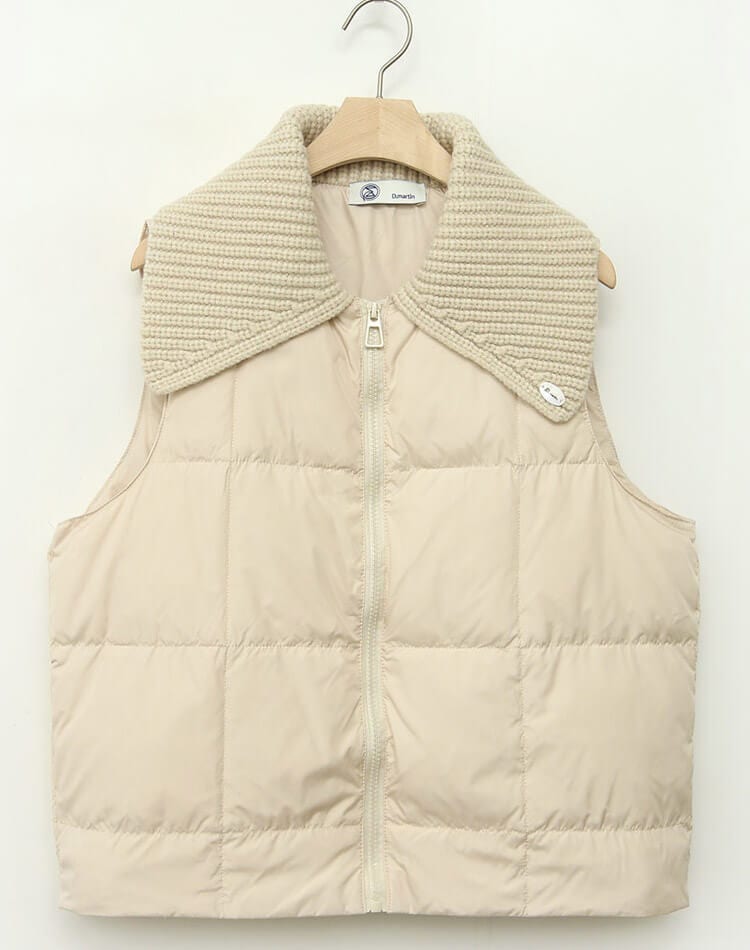 ニットカラー 襟付き ダウンベスト 韓国ゴルフウェア

