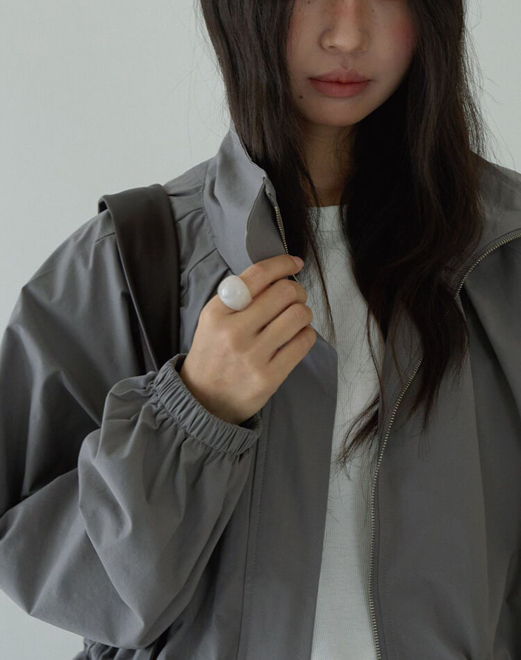 ゆったり くすみカラー 上品 ジップアップ アウター 