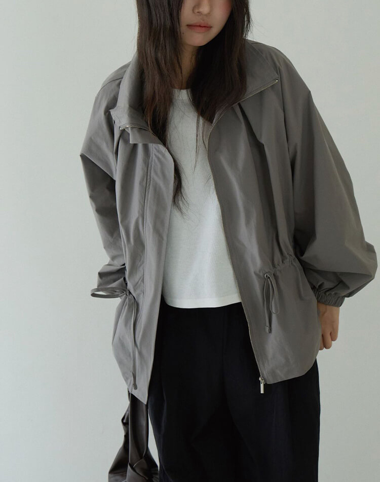 ゆったり くすみカラー 上品 ジップアップ アウター 