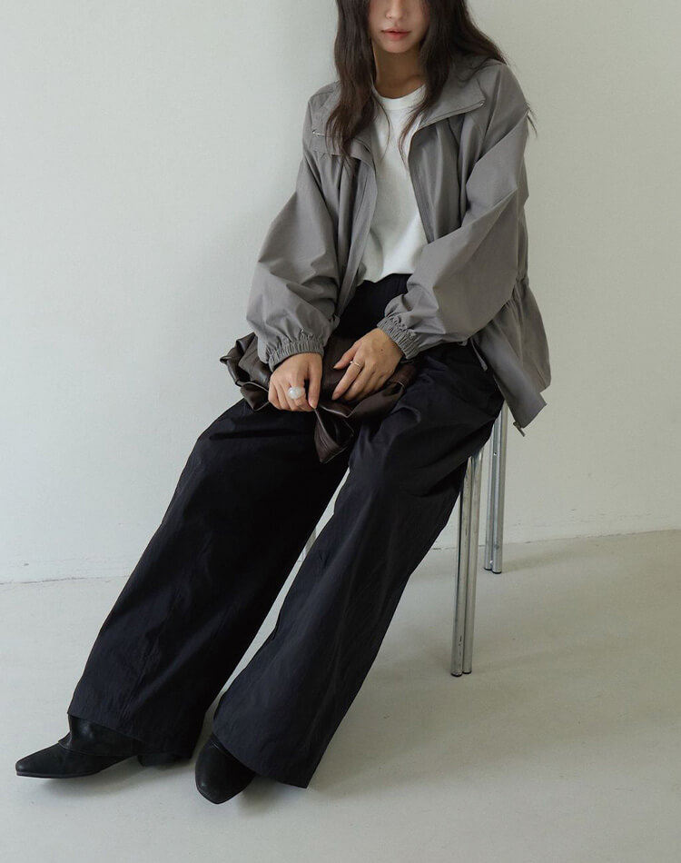 ゆったり くすみカラー 上品 ジップアップ アウター 