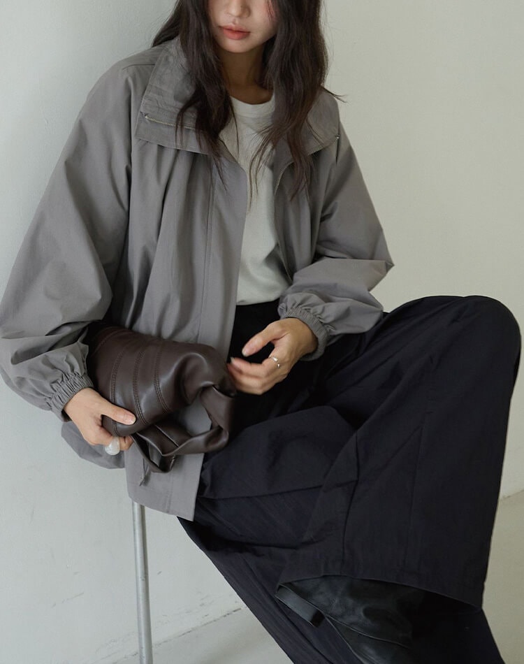 ゆったり くすみカラー 上品 ジップアップ アウター 