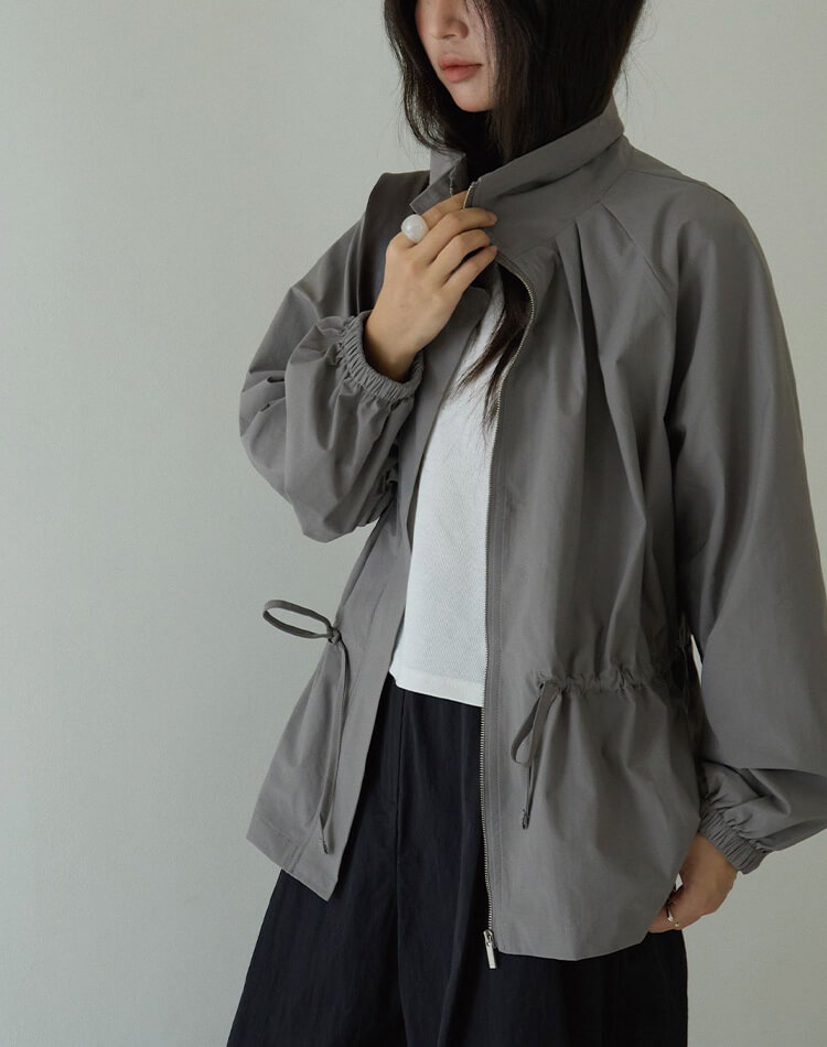 ゆったり くすみカラー 上品 ジップアップ アウター 