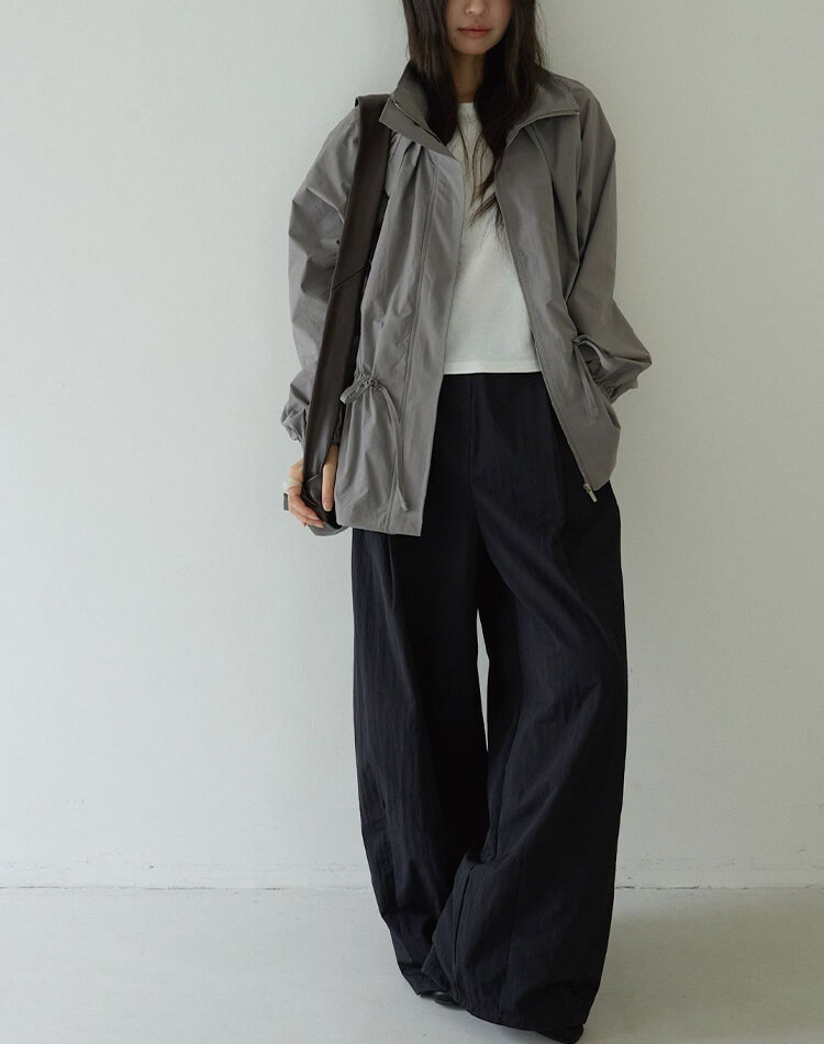 ゆったり くすみカラー 上品 ジップアップ アウター 