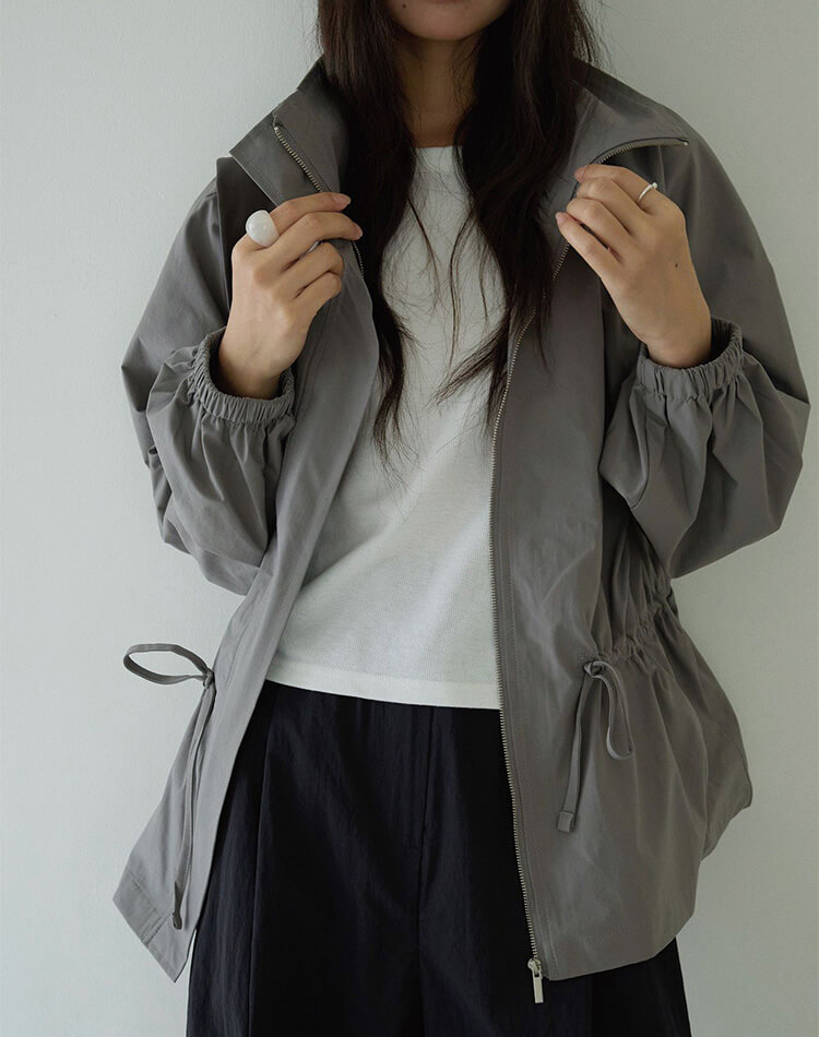 ゆったり くすみカラー 上品 ジップアップ アウター 