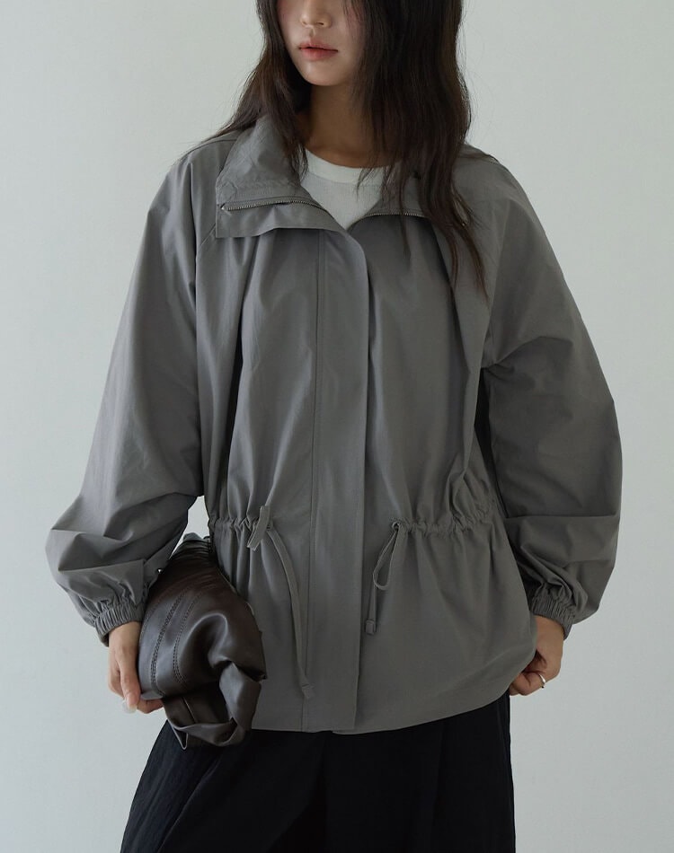 ゆったり くすみカラー 上品 ジップアップ アウター 