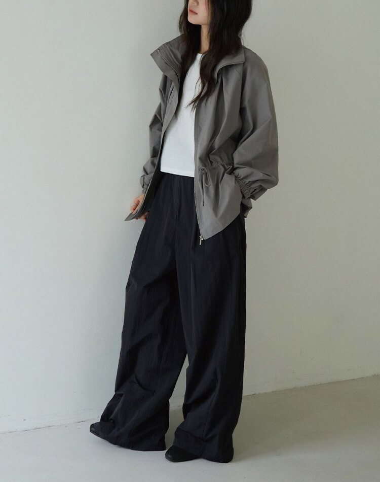 ゆったり くすみカラー 上品 ジップアップ アウター 