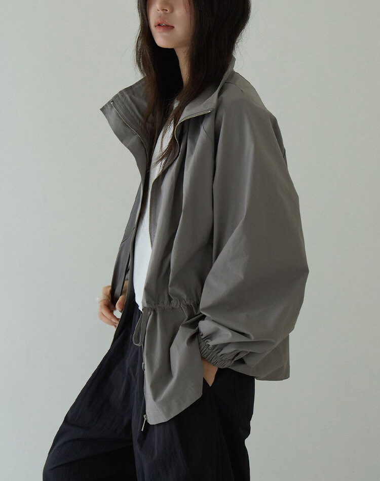 ゆったり くすみカラー 上品 ジップアップ アウター 