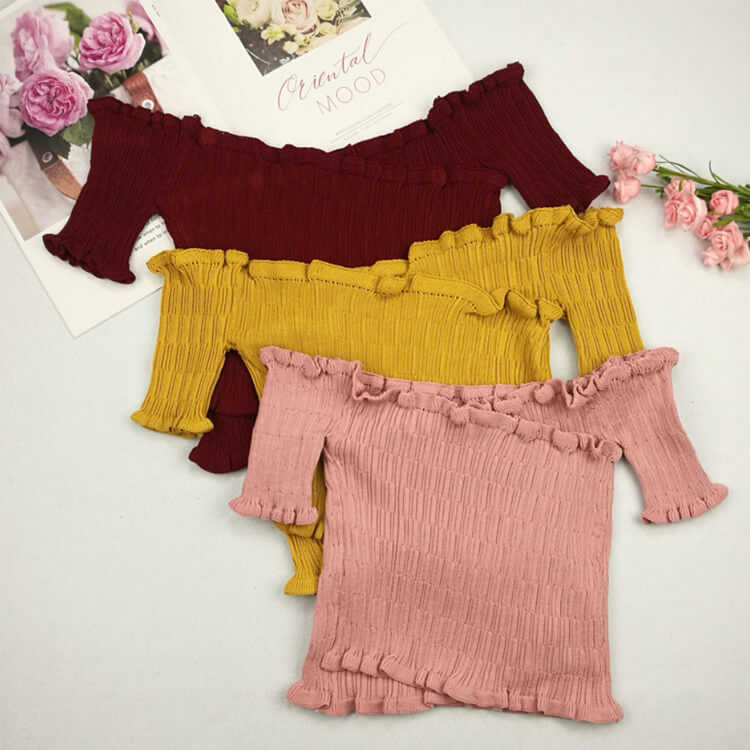 クロスデザイン ショート丈 オフショルダー トップス