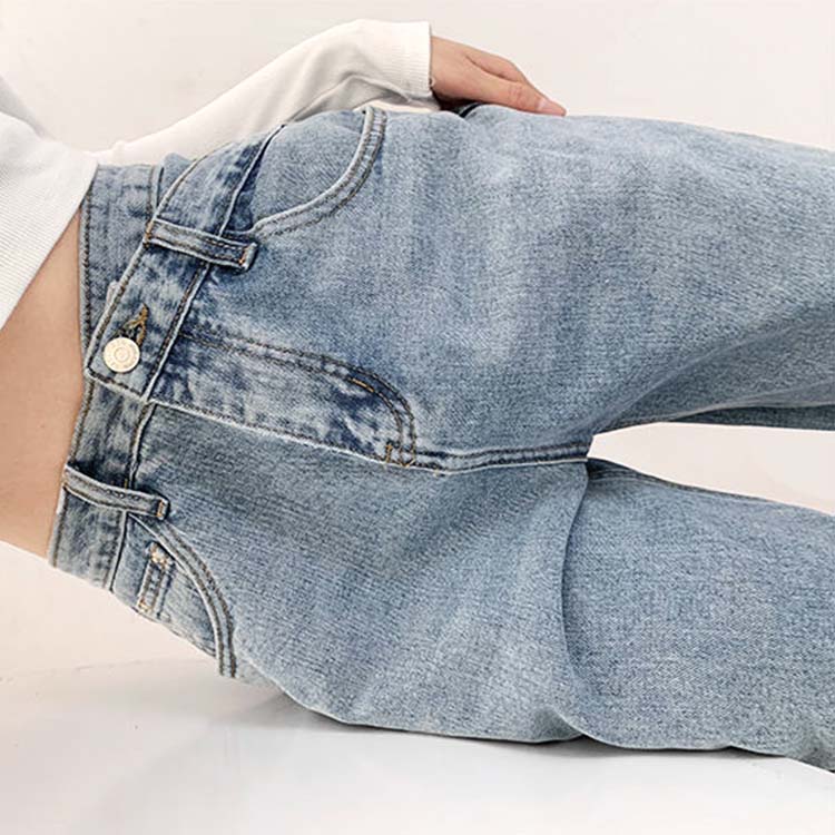 クロスデザイン おしゃれな デニム ロングパンツ