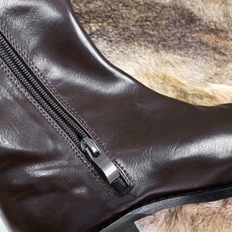 シンプル ローヒール カウボーイブーツ ロングブーツ