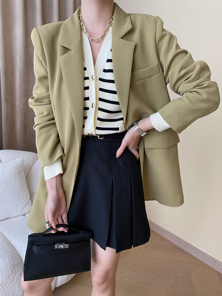 ゴールドボタン ボーダー 切り替え ニットカーディガン