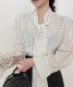 ふんわり ドット柄 長袖 シフォン ブラウス