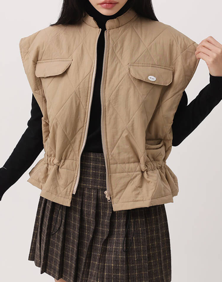 ダイヤ キルティング ベスト 韓国ゴルフウェア

