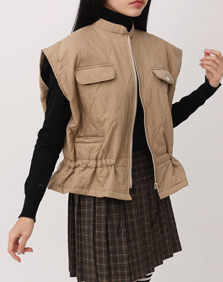 ダイヤ キルティング ベスト 韓国ゴルフウェア

