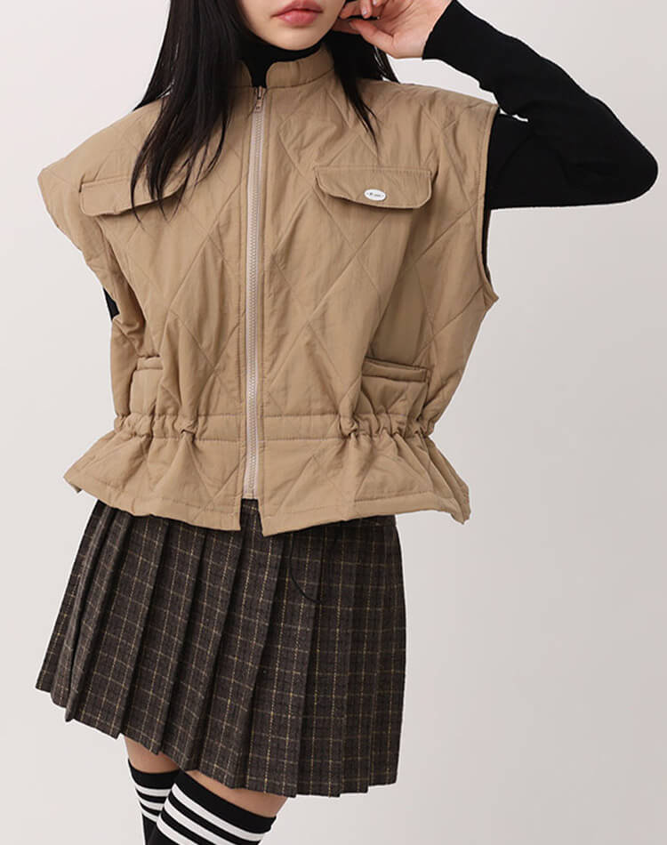 ダイヤ キルティング ベスト 韓国ゴルフウェア

