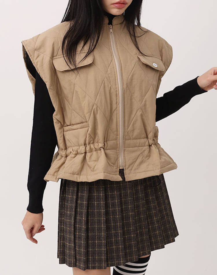 ダイヤ キルティング ベスト 韓国ゴルフウェア

