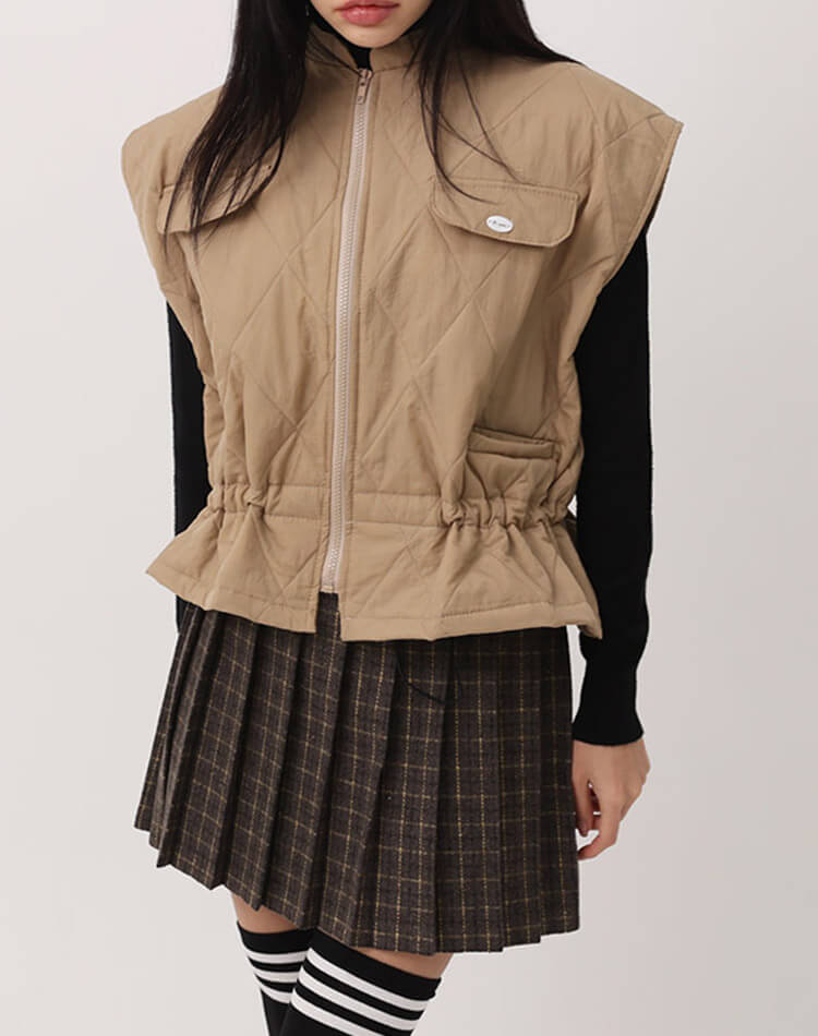 ダイヤ キルティング ベスト 韓国ゴルフウェア

