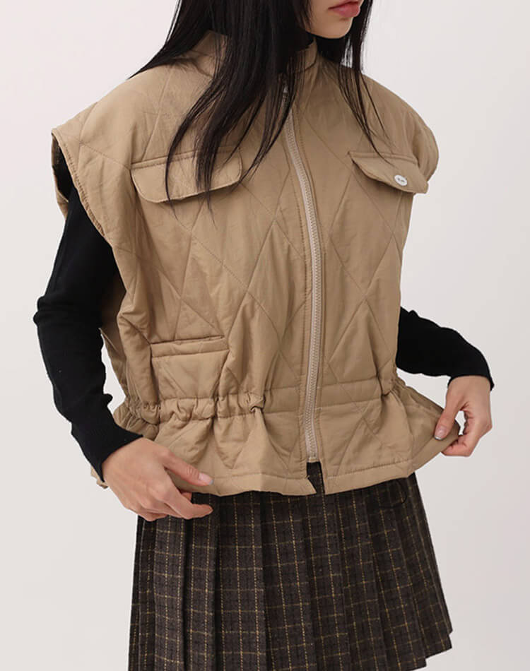 ダイヤ キルティング ベスト 韓国ゴルフウェア

