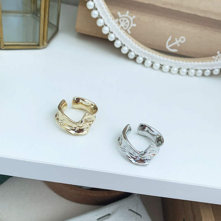 凹凸ウェーブ フリーサイズ ワイドリング 指輪