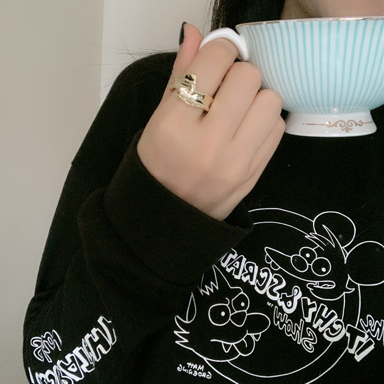 凹凸ウェーブ フリーサイズ ワイドリング 指輪