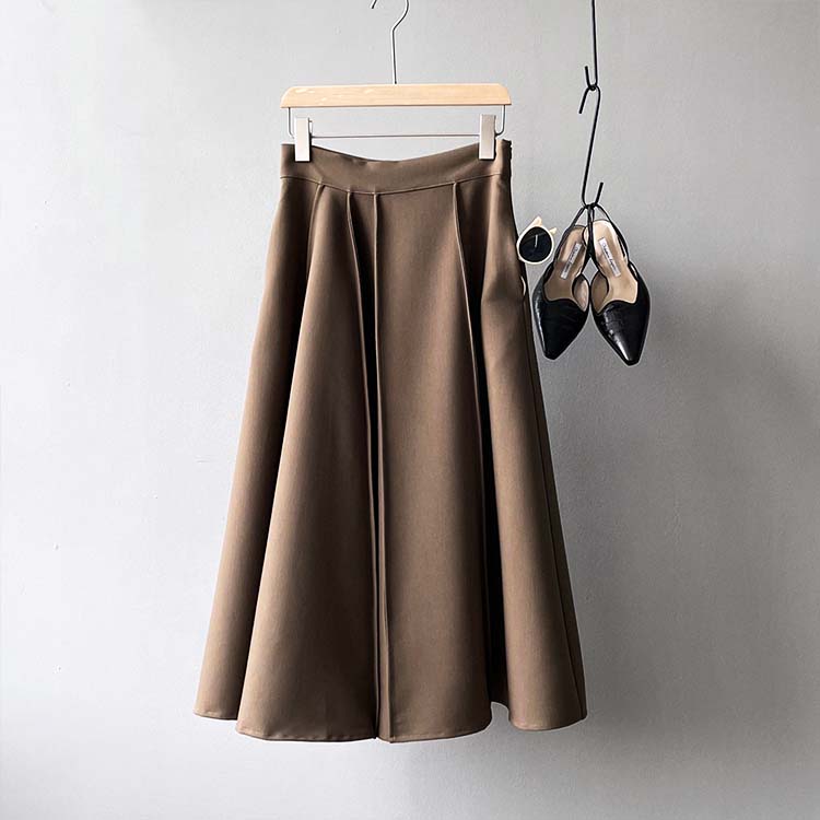 ハイウエスト 切り替えプリーツ ロングスカート