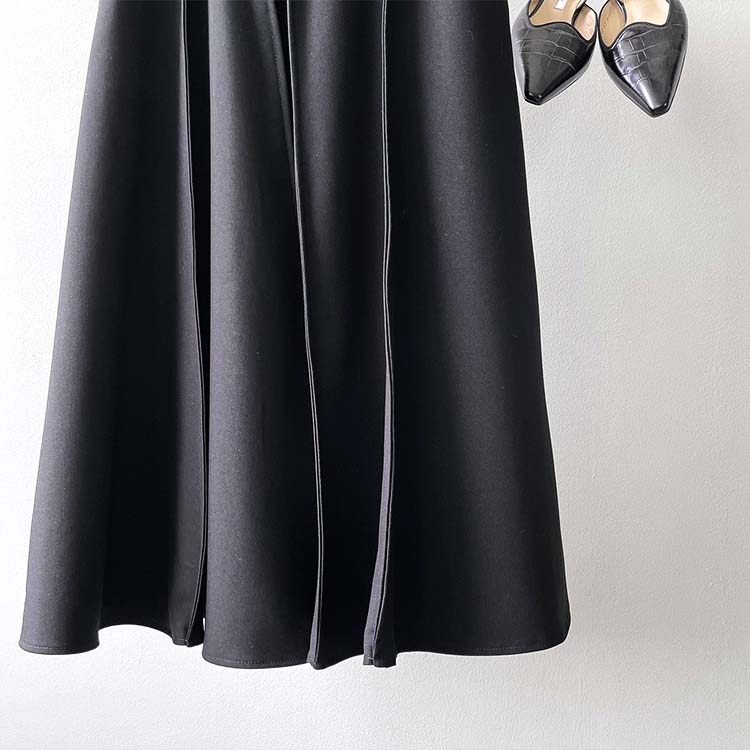 ハイウエスト 切り替えプリーツ ロングスカート