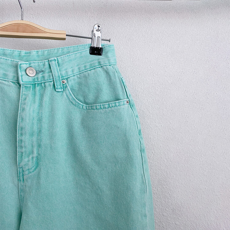 カラーデニム ストレートライン デニム ロングパンツ