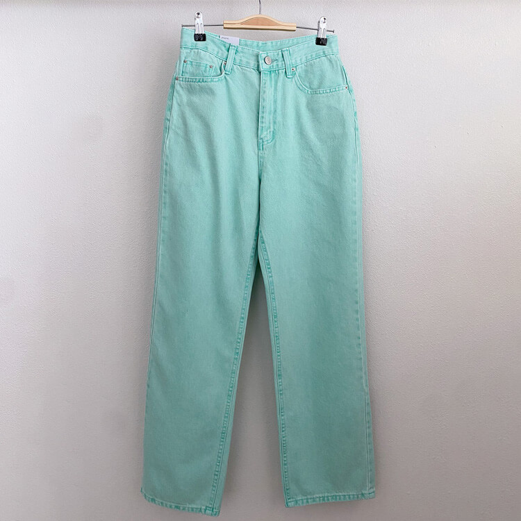 カラーデニム ストレートライン デニム ロングパンツ