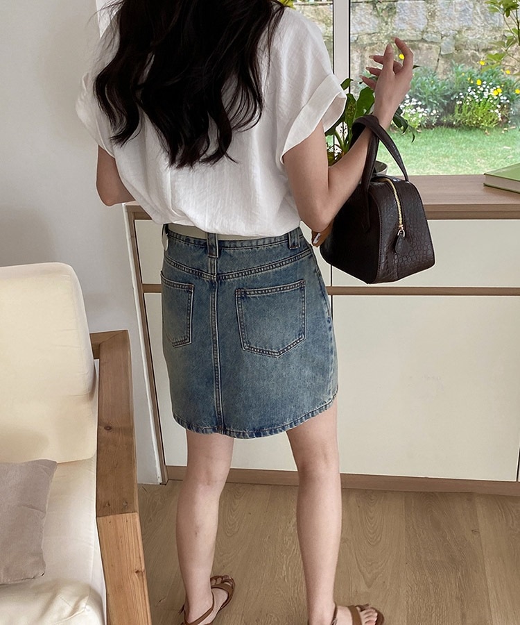 ロールアップ フレンチスリーブ 半袖 襟付き ブラウス