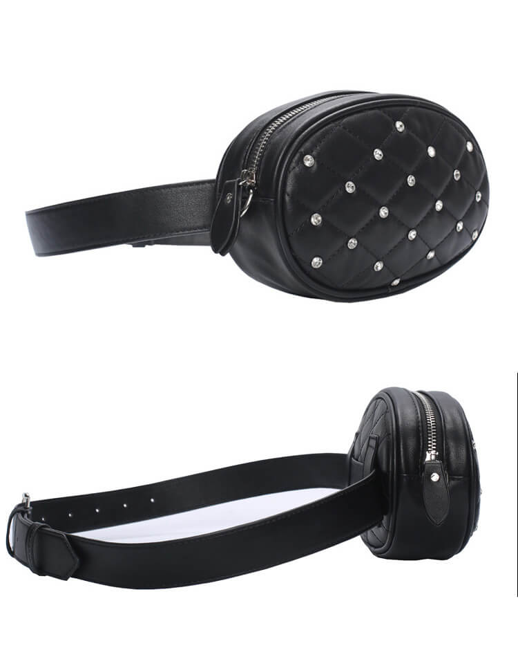 キルティング ビジュー 楕円 ウエストポーチ