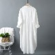 シンプル 長袖 セミロング丈 シャツワンピース