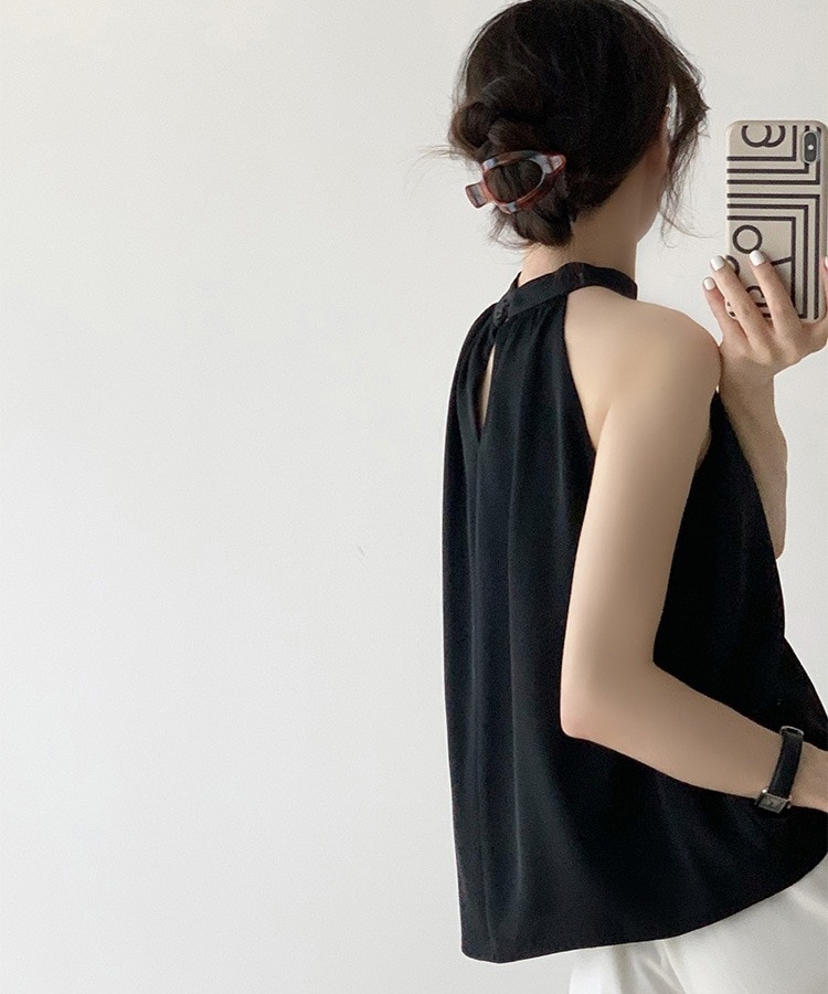 Aライン シフォン アメリカンスリーブ ブラウス