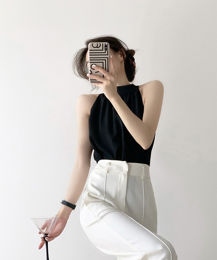 Aライン シフォン アメリカンスリーブ ブラウス