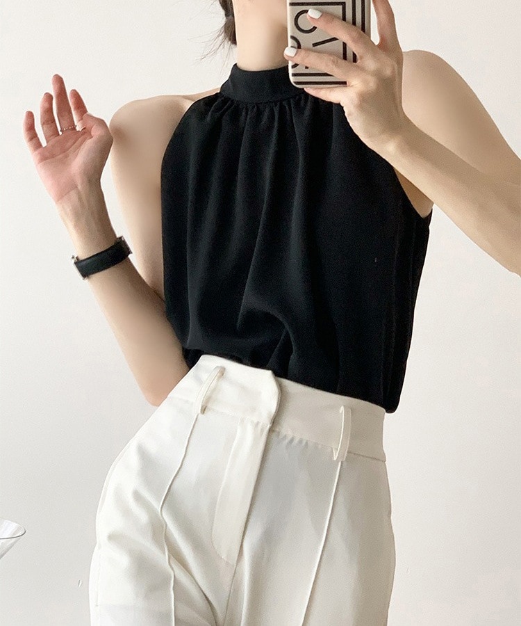 Aライン シフォン アメリカンスリーブ ブラウス