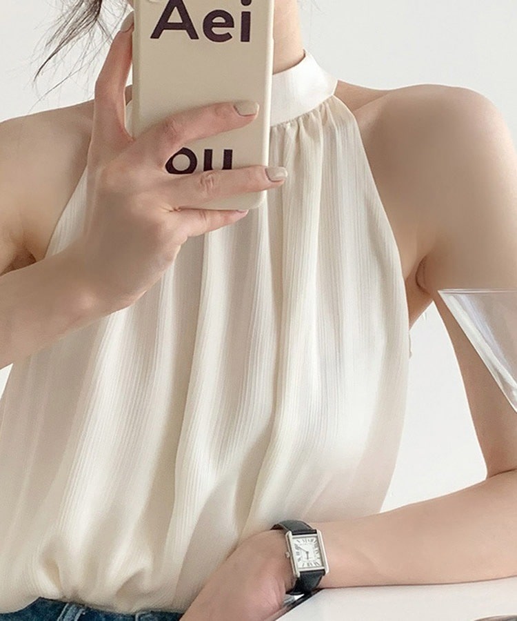 Aライン シフォン アメリカンスリーブ ブラウス